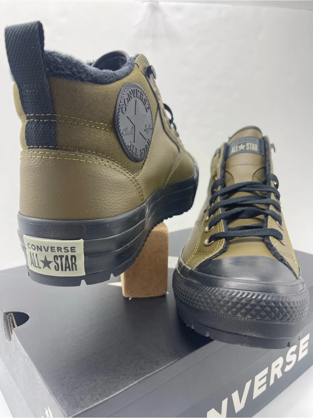 Converse Olive Green and Black High-Top Sneakers